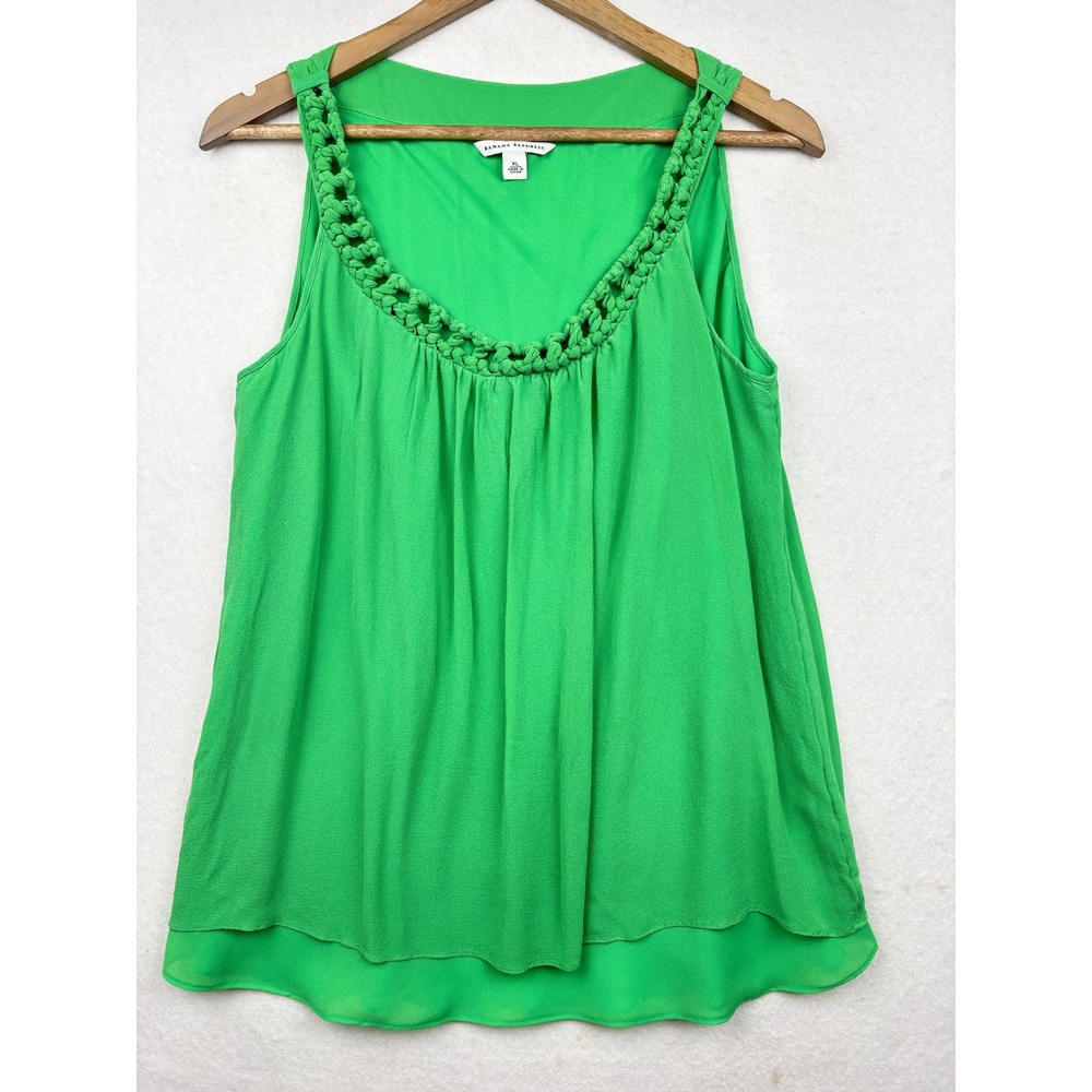 Banana Republic Silk Tank‎ Top Womens XL Braided Neckline